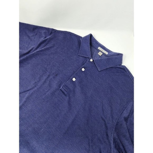 Peter Millar Men's Short Sleeve Point Stripe 100% Cotton Polo/Golf Shirt Blue XL